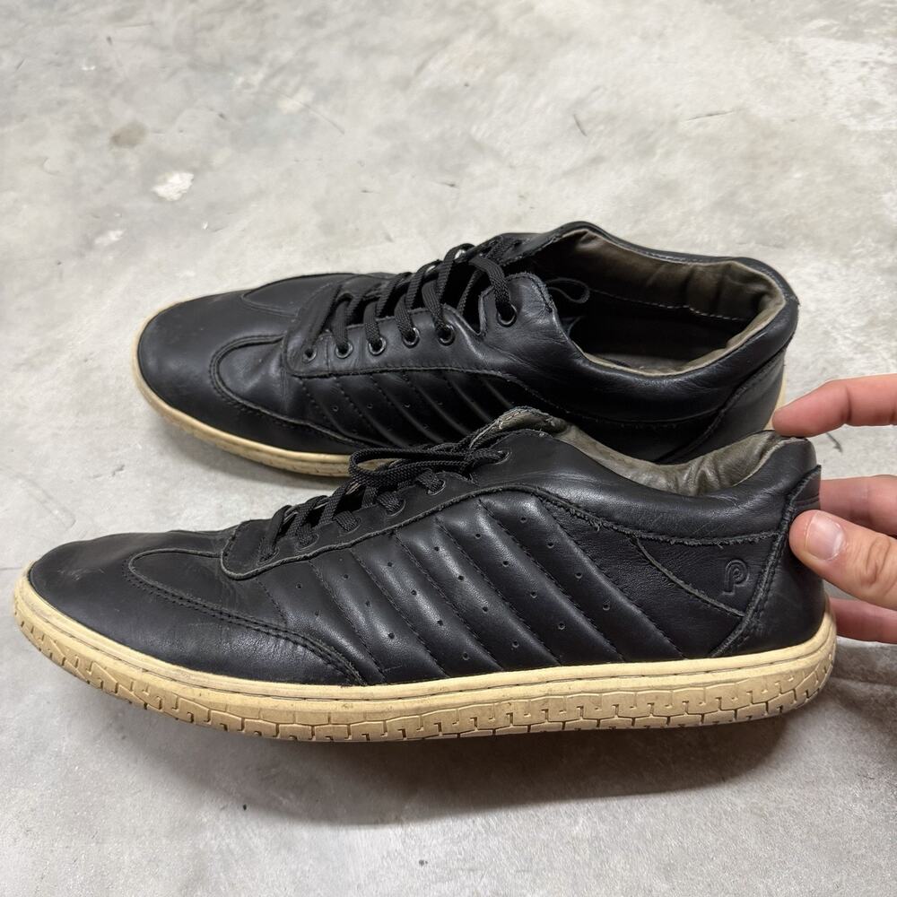 Piloti Avenue Driving Shoes Mens 11 Black Leather Low Top Sneakers Racing Casual